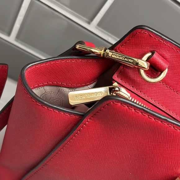 Michael Kors Red Crossbody Bag with Gold Accents - Picture 2 of 13